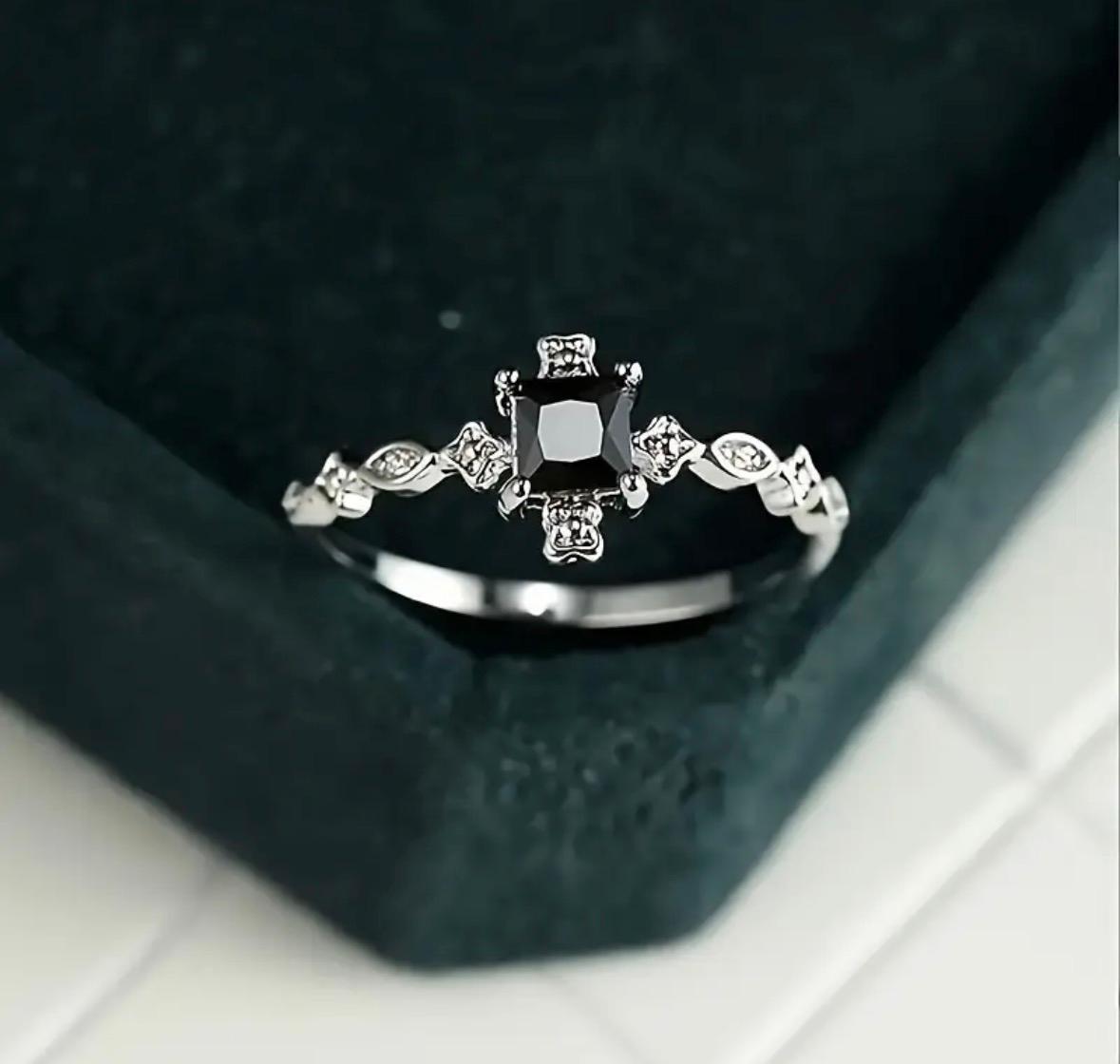 Black Square Cubic Ring